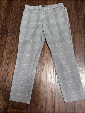 Plaid Stretch Pull-On Formal Pants in Gray by NYCC New York